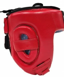 Morgan Platinum Open Face Leather Sparring Head Guard Helmet Classic [Red/Blue] BOXING / MUAY THAI / MMA