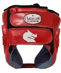 Morgan Platinum Open Face Leather Sparring Head Guard Helmet Classic [Red/Blue] BOXING / MUAY THAI / MMA