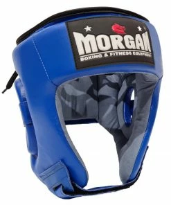 Morgan Platinum Open Face Leather Sparring Head Guard Helmet Classic [Red/Blue] BOXING / MUAY THAI / MMA