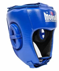Morgan Platinum Open Face Leather Sparring Head Guard Helmet Classic [Red/Blue] BOXING / MUAY THAI / MMA