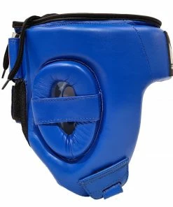 Morgan Platinum Open Face Leather Sparring Head Guard Helmet Classic [Red/Blue] BOXING / MUAY THAI / MMA