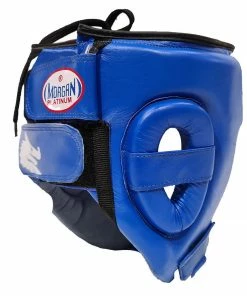 Morgan Platinum Open Face Leather Sparring Head Guard Helmet Classic [Red/Blue] BOXING / MUAY THAI / MMA