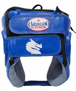 Morgan Platinum Open Face Leather Sparring Head Guard Helmet Classic [Red/Blue] BOXING / MUAY THAI / MMA