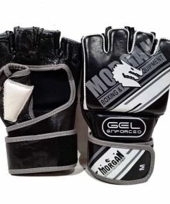 Morgan AVENTUS Gel Shock MMA Hybrid 100% Cowhide Leather Gloves Open Palm BOXING / MUAY THAI / MMA
