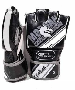 Morgan AVENTUS Gel Shock MMA Hybrid 100% Cowhide Leather Gloves Open Palm BOXING / MUAY THAI / MMA
