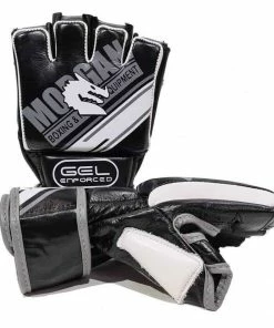 Morgan AVENTUS Gel Shock MMA Hybrid 100% Cowhide Leather Gloves Open Palm BOXING / MUAY THAI / MMA