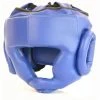 BOXING / MUAY THAI / MMA Mani Leather Full Face Ear Chin Cheek Pre-Moulded Head Guard Gear - Blue