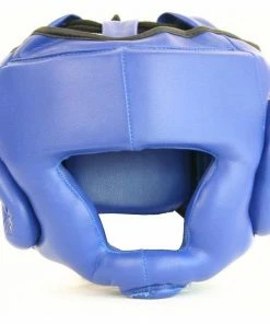 BOXING / MUAY THAI / MMA Mani Leather Full Face Ear Chin Cheek Pre-Moulded Head Guard Gear - Blue 8 BOXING / MUAY THAI / MMA Mani Leather Full Face Ear Chin Cheek Pre-Moulded Head Guard Gear - Blue