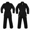 Morgan Yamasaki Gold Deluxe Brushed Canvas Karate Uniform (Black) - 14oz MARTIAL ARTS