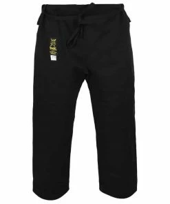 Morgan Yamasaki Gold Deluxe Brushed Canvas Karate Uniform (Black) - 14oz MARTIAL ARTS