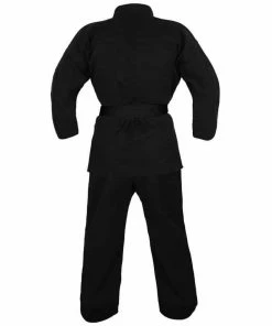 Morgan Yamasaki Gold Deluxe Brushed Canvas Karate Uniform (Black) - 14oz MARTIAL ARTS