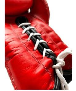 BOXING / MUAY THAI / MMA Mani RED Pro Fighting Lace Up Leather Boxing Gloves