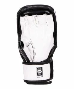 Mani MMA Leather Grappling Sparring Gloves - Black / White BOXING / MUAY THAI / MMA
