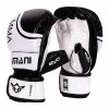 Mani MMA Leather Grappling Sparring Gloves - Black / White BOXING / MUAY THAI / MMA