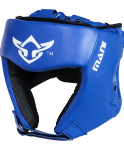 Mani Leather Open Face Pre-moulded Head Guard Gear - Blue