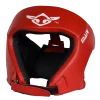 BOXING / MUAY THAI / MMA Mani Leather Open Face Pre-moulded Head Guard Gear - Red