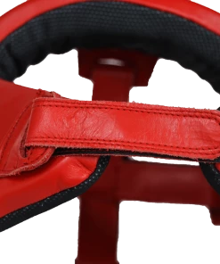 BOXING / MUAY THAI / MMA Mani Leather Open Face Pre-moulded Head Guard Gear - Red