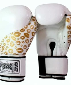 Punch Womens Boxing Gloves Gold Lip Art White 12oz Limited Edition