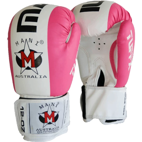 Mani Womens TUFFX Boxing Gloves - Pink & White 3 Mani Womens TUFFX Boxing Gloves - Pink & White