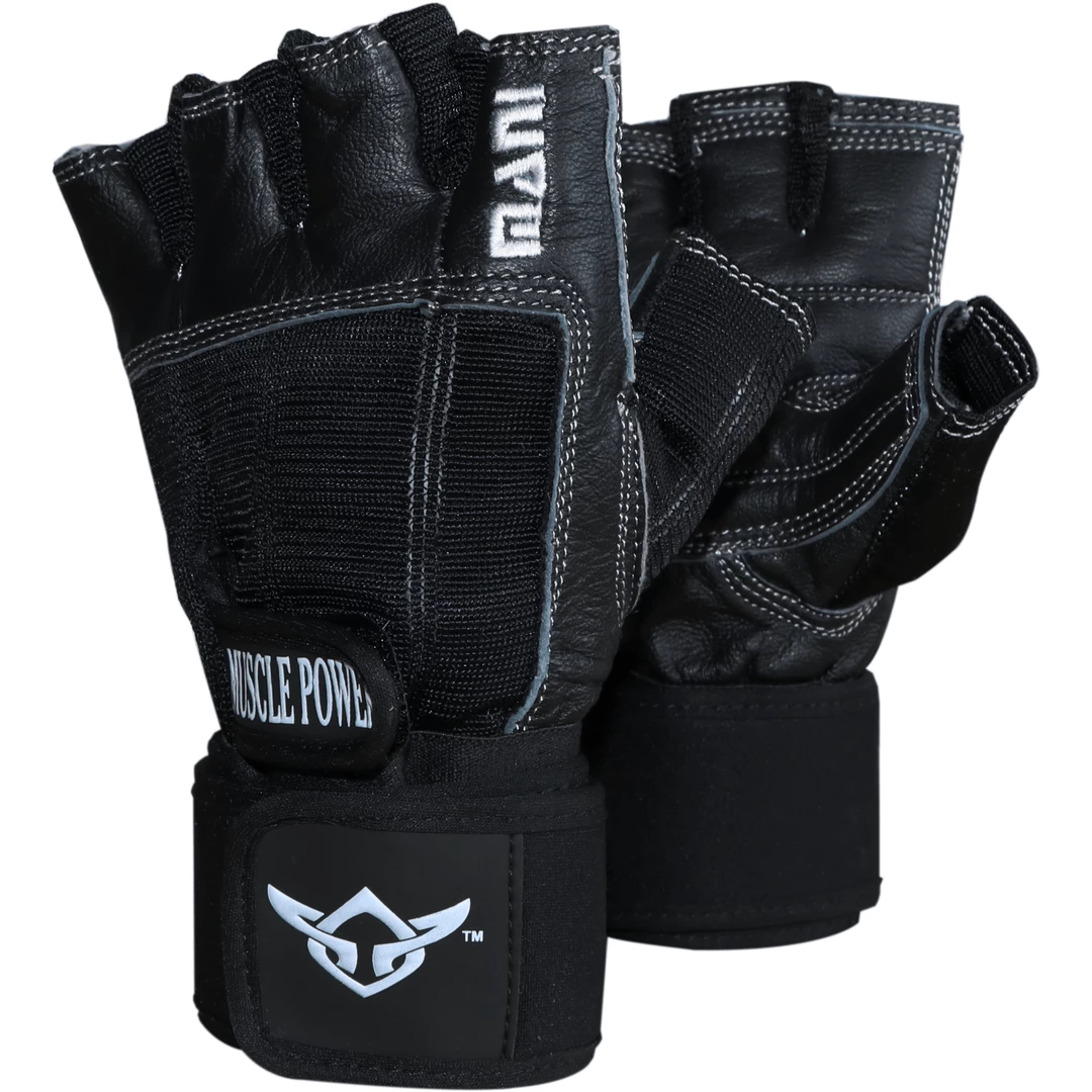 MANI Deluxe Leather Muscle Power Weight Lifting Padded Gloves 3 MANI Deluxe Leather Muscle Power Weight Lifting Padded Gloves