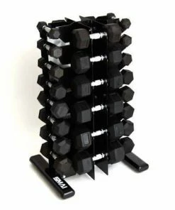 SMAI - Rubber Hex Dumbbell Set 1-10kg (Pair) With Storage Rack FUNCTIONAL FITNESS