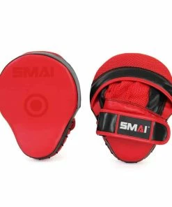 SMAI Synthetic Alpha Focus Mits Pads Red And Black BOXING / MUAY THAI / MMA
