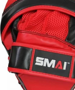 SMAI Synthetic Alpha Focus Mits Pads Red And Black BOXING / MUAY THAI / MMA