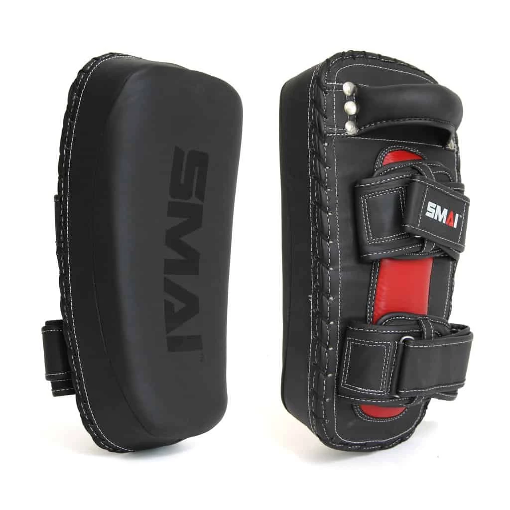 SMAI Elite85 Leather Thai Pads Pair - Black / Red BOXING / MUAY THAI / MMA 3 SMAI Elite85 Leather Thai Pads Pair - Black / Red BOXING / MUAY THAI / MMA
