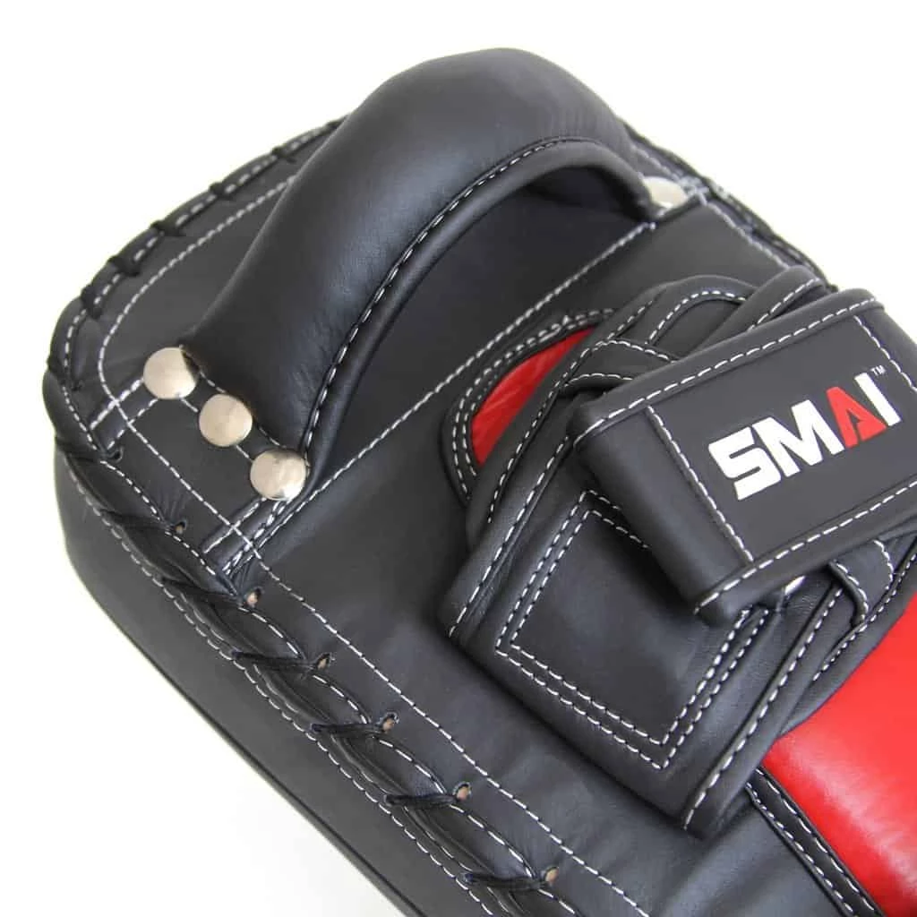SMAI Elite85 Leather Thai Pads Pair - Black / Red BOXING / MUAY THAI / MMA 5 SMAI Elite85 Leather Thai Pads Pair - Black / Red BOXING / MUAY THAI / MMA