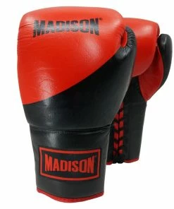 Madison Platinum Lace-up Leather Boxing Gloves - Red/Black BOXING / MUAY THAI / MMA