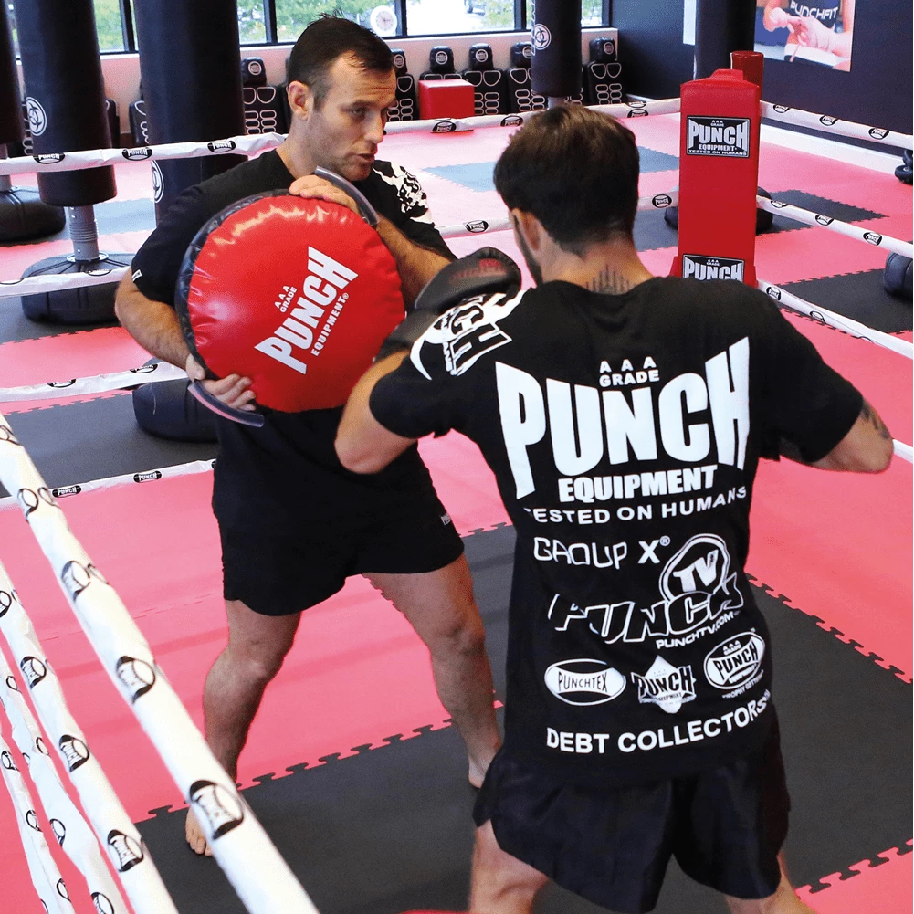 PUNCH Deluxe Red Round Boxing Shield 3.5kg Custom Handles AAA Rated BOXING / MUAY THAI / MMA 4 PUNCH Deluxe Red Round Boxing Shield 3.5kg Custom Handles AAA Rated BOXING / MUAY THAI / MMA