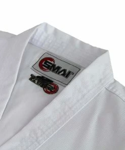 MARTIAL ARTS SMAI TKD Uniform 8oz Ribbed Student Dobok (White V-Neck) Gi + White Belt