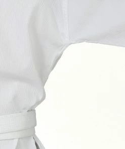 MARTIAL ARTS SMAI TKD Uniform 8oz Ribbed Student Dobok (White V-Neck) Gi + White Belt