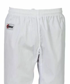 MARTIAL ARTS SMAI TKD Uniform 8oz Ribbed Student Dobok (White V-Neck) Gi + White Belt