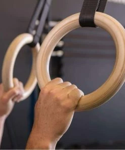 SMAI - Wooden Gym Rings - Easy Straps FUNCTIONAL FITNESS