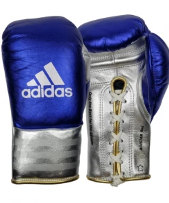 BOXING / MUAY THAI / MMA Adidas Speed 750 Adistar Fight Glovess Blue/Silver/Gold Lace-Up-8oz