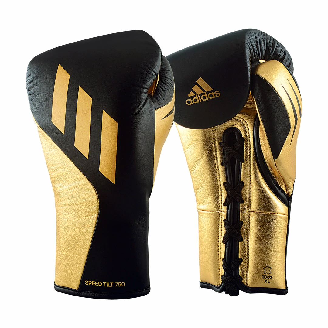 BOXING / MUAY THAI / MMA Adidas Speed TILT 750 Pro Lace-up Boxing Gloves Leather Black/Gold 3 BOXING / MUAY THAI / MMA Adidas Speed TILT 750 Pro Lace-up Boxing Gloves Leather Black/Gold