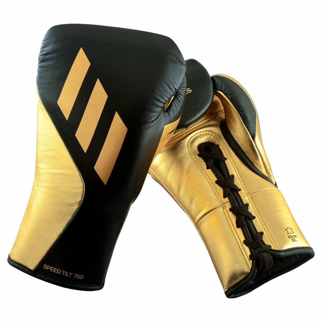 BOXING / MUAY THAI / MMA Adidas Speed TILT 750 Pro Lace-up Boxing Gloves Leather Black/Gold 4 BOXING / MUAY THAI / MMA Adidas Speed TILT 750 Pro Lace-up Boxing Gloves Leather Black/Gold