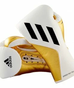 Adidas Speed TILT 750 Pro Lace-up Boxing Gloves Leather White/Gold BOXING / MUAY THAI / MMA