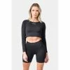 Sting Allure Seamless Womens Long Sleeve Crop Top - Black