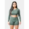 Sting Allure Seamless Womens Long Sleeve Crop Top - Khaki