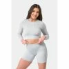 Sting Allure Seamless Womens Long Sleeve Crop Top - Grey