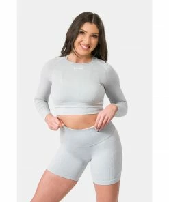 Sting Allure Seamless Womens Long Sleeve Crop Top - Grey