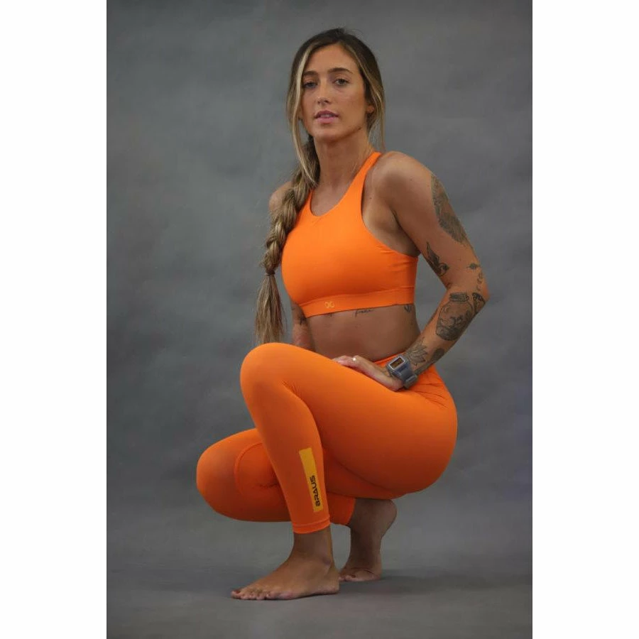 Braus Womens Warrior High Neck Racer Back Sports Bra – Orange 5 Braus Womens Warrior High Neck Racer Back Sports Bra – Orange