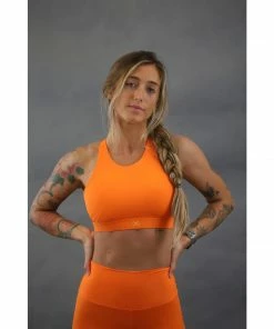 Braus Womens Warrior High Neck Racer Back Sports Bra – Orange
