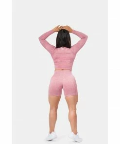 Sting Allure Seamless Womens Long Sleeve Crop Top - Pink
