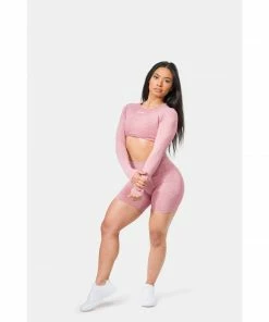 Sting Allure Seamless Womens Long Sleeve Crop Top - Pink