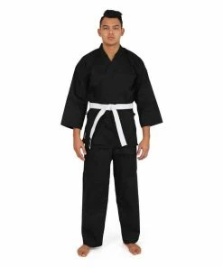 SMAI Karate Uniform 8oz Student Gi (Black) Double Stitched + White Belt MARTIAL ARTS