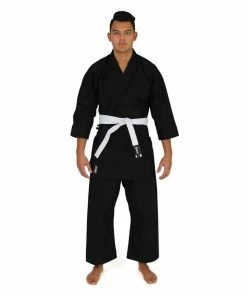 MARTIAL ARTS SMAI Karate Uniform 12oz Canvas Gi (Black) Double Stitched + White Belt