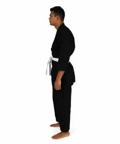 MARTIAL ARTS SMAI Karate Uniform 12oz Canvas Gi (Black) Double Stitched + White Belt